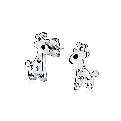 Zarte winzige Zoo-Tierliebhaber Cartoon Zirkonia Giraffen Ohrstecker für Frauen für Teenager .925 Sterlingsilber von Bling Jewelry