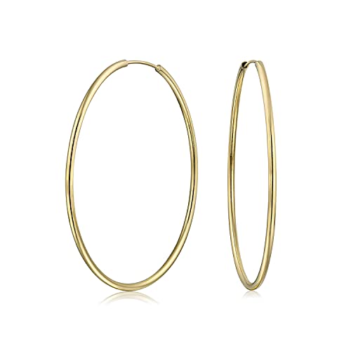 Zeitlose Minimalistische Endlose Kontinuierliche Leichte Einfache Dünne 2MM Röhren Creolen Gelbvergoldetes Messing Für Frauen Teenager Polierte Oberfläche 2,5 Zoll Durchmesser von Bling Jewelry