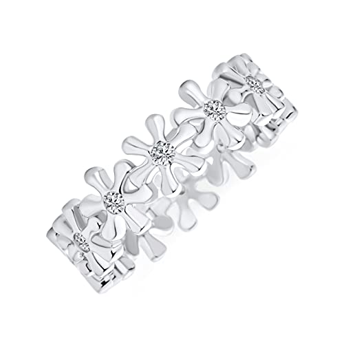 Zeitloser Zirkonia AAA CZ Winziger Stern Runder Blumen Jubiläums Ewigkeit Ehering für Frauen .925 Sterlingsilber von Bling Jewelry