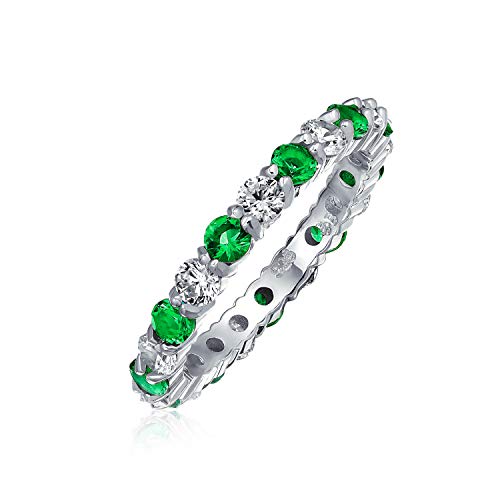 Zwei Ton Grün Geburt Monat Farbe Stapelbar Ewigkeit Cz Pave Cubic Zirconia Abschlussballise Ring Für Frauen Sterling Silber 3Mm von Bling Jewelry