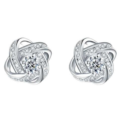 Bling Queen Damen-Ohrstecker mit keltischem Knoten, versilbert, mit Zirkonia, One Size, Metall, Kein Edelstein von Bling Queen