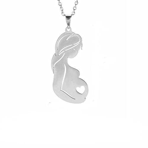 Bling Queen Halskette mit Anhänger für schwangere Frau mit kleinem Herz im Bauch, Einheitsgröße, Metall, Kein Edelstein von Bling Queen