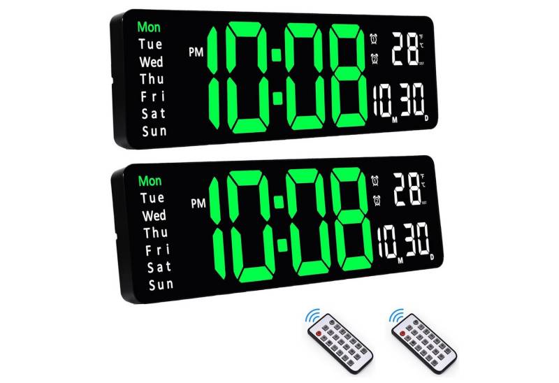 BlingBin Digitaluhr 13" Wanduhr LED Anzeige Alarm Wecker Uhr, (2er Set, 2-tlg., 2pcs), Timing- und Countdown, Tischuhr Digital mit Datum von BlingBin