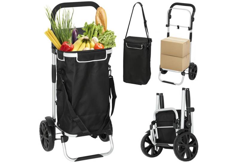 BlingBin Einkaufstrolley 3-in-1 Klappbar Einkaufswagen, 40L Trolley Sackkarre & Umhängetasche, 40 l, Einkaufstrolley mit Kühlfach, Tragkraft bis 25KG, Schwarz von BlingBin