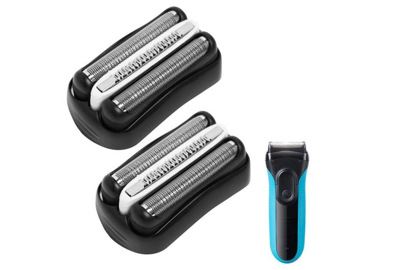 BlingBin Ersatzscherköpfe Ersatzrasierkopf, kompatibel mit Braun 3 Series, schwarz, 1er Set, 2 St., Scherköpfe für Braun Series 3 Elektrorasierer von BlingBin