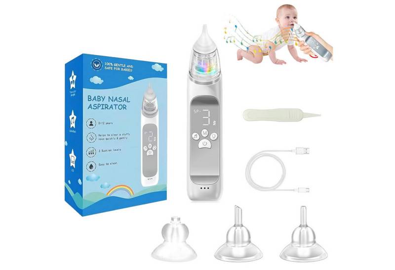 BlingBin Nasensauger Nasensauger Baby Elektrisch für Neugeborene LED-Bildschirm, 1 Set 1-tlg., mit 3 Silikondüsen von BlingBin