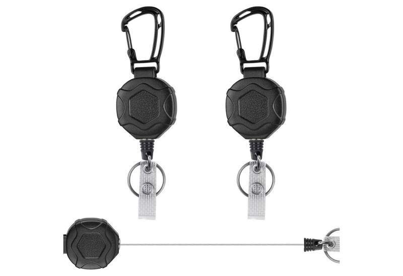 BlingBin Schlüsselanhänger Einziehbarer Schlüsselanhänger Schlüssel, Ausziehbar Schlüsselband (2er Set, 2-tlg., mit 70cm Stahlseil und Karabinerhaken), Karabinerhaken Schlüsselring-Set für Kartenhalter,Gürtelclip,Schlüssel von BlingBin