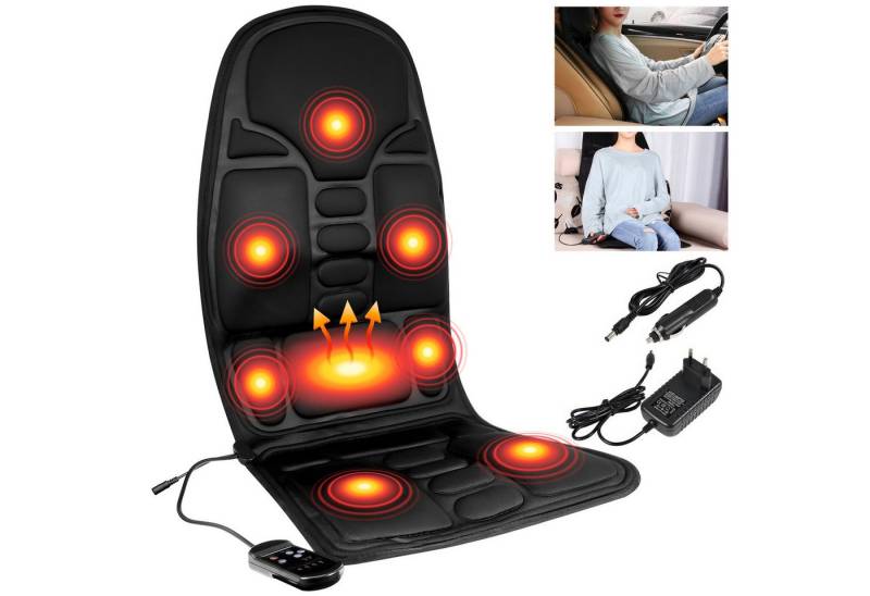 BlingBin Shiatsu-Massagesitzauflage Massagesitzauflage mit Wärme, Massageauflage mit Vibration für Rücken, 1er Set 1-tlg., Gesamtmaße: 48*113CM, Ausgangsspannung: DC 12 V, Rückenmassagegerät Hause, Sitzkissen zur Entspannung für Männer/Frauen von BlingBin