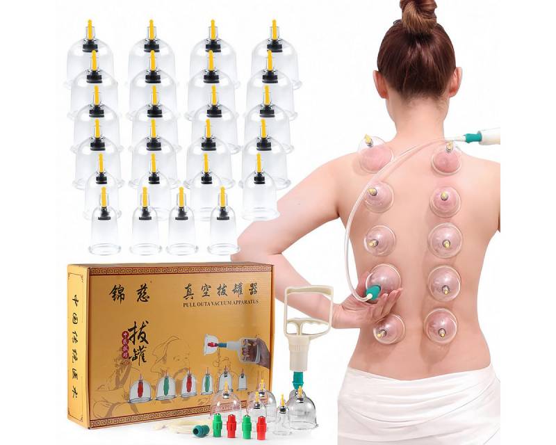 BlingBin Vakuum-Massager Vakuum Schröpfset mit 32 tlg Schröpfgläser Cupping Pumpe Schröpfset, 1er Set 32-tlg., 32tlg, Für Schmerzen Gelenke Faszien Cellulite Schröpfgläser Vakuumpumpe von BlingBin