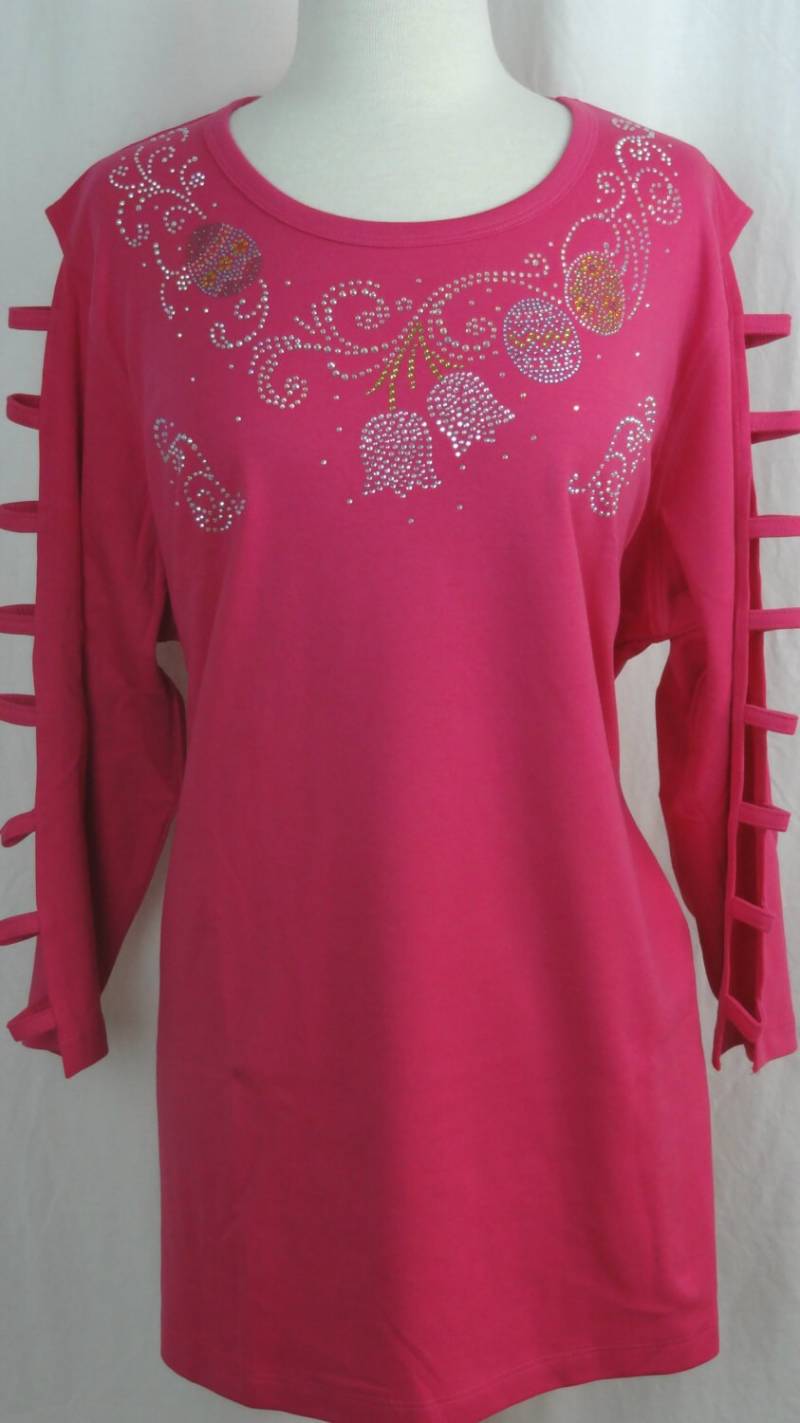 Hand Verschönert A-Line Tunika Leiter Ärmel Stricken Top Alle Strass Frühling Zeit Osterei Tulpe Swirl Ausschnitt Größen S Bis Größe 3x Hand Verschönert A-Line Tunika Leiter Ärmel Stricken Top Alle Strass Frühling Zeit Osterei Tulpe Swirl Ausschnitt Größen S Bis Größe 3x von BlingBlingFashions