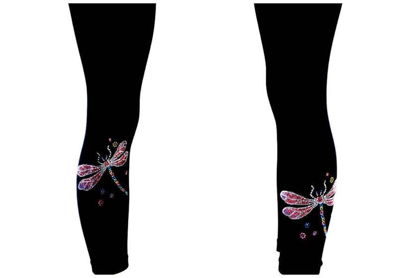 Normale Größe Capri Länge Leggings Verschönert Alle Strass Schimmernden Libellen Design Normale Größe Capri Länge Leggings Verschönert Alle Strass Schimmernden Libellen Design von BlingBlingFashions