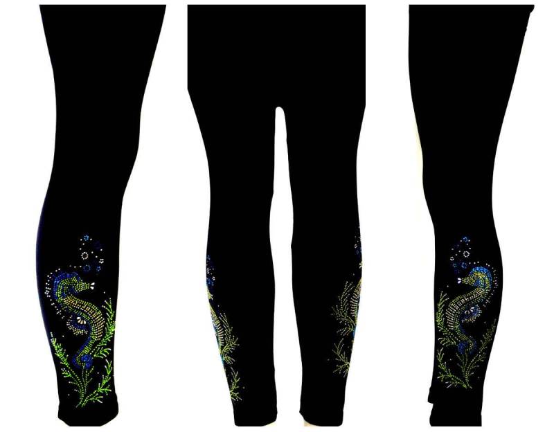 Normale Größe in Voller Länge Leggings Verschönert Alle Strass Schimmernden Seepferdchen Design Normale Größe in Voller Länge Leggings Verschönert Alle Strass Schimmernden Seepferdchen Design von BlingBlingFashions