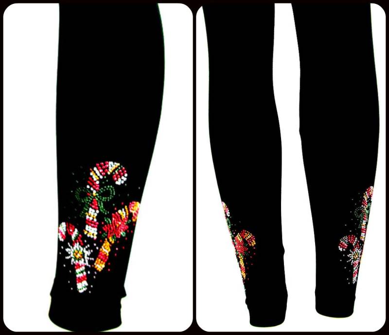 Plus Größe Capri Länge Leggings Verschönert Candy Cane Trio Design Plus Größe Capri Länge Leggings Verschönert Candy Cane Trio Design von BlingBlingFashions