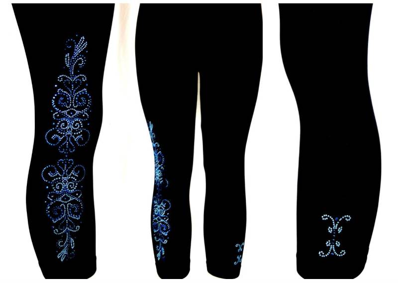 Plus Größe Capri Länge Leggings Verziert Strass Vintage Wirbel Blumendesign in Bernstein, Lila, Blau Oder Schillernden Kristallen Plus Größe Capri Länge Leggings Verziert Strass Vintage Wirbel Blumendesign in Bernstein, Lila, Blau Oder Schillernden Kristallen von BlingBlingFashions