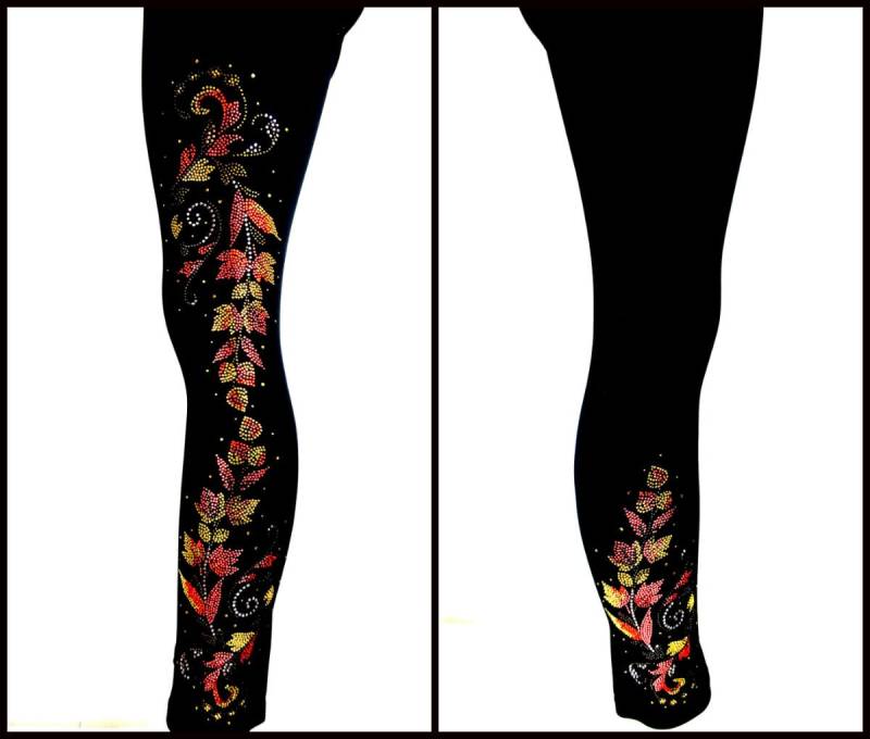 Plus Größe Ganzkörper-Leggings Verziert Strass Herbst Blätter Rebe Design Plus Größe Ganzkörper-Leggings Verziert Strass Herbst Blätter Rebe Design von BlingBlingFashions