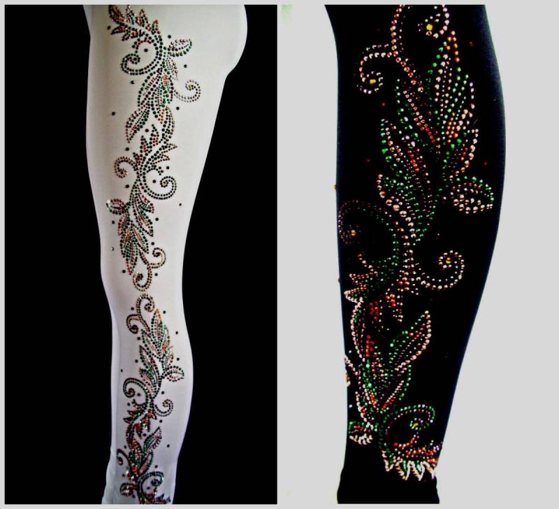 Plus Größe Verziert in Voller Länge Leggins Strass & Stud Herbst Farbigen Blätter Design von BlingBlingFashions