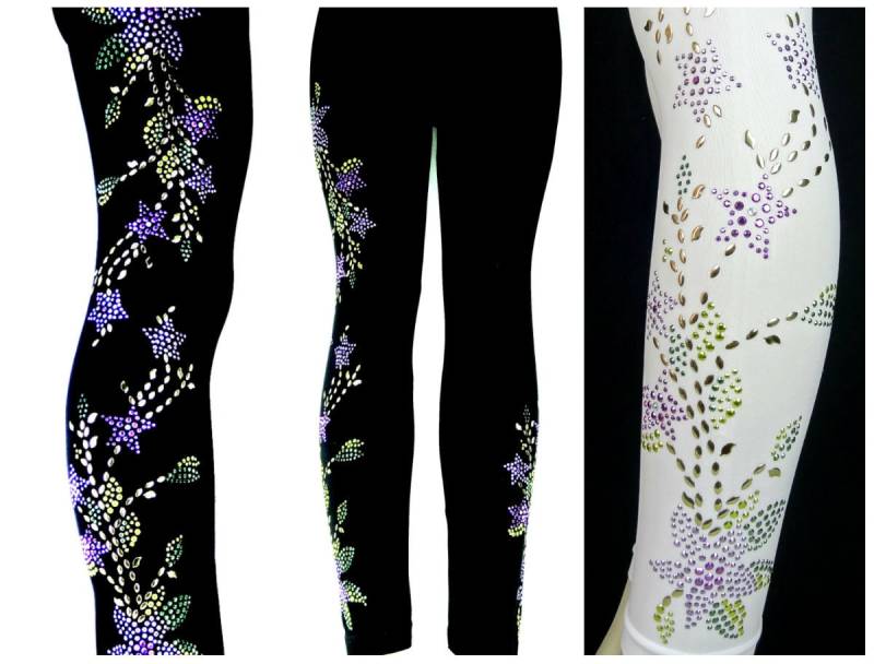 Plus Größe in Voller Länge Leggings Verziert, Strass & Ohrstecker Lila Sterne Blumen-Design Plus Größe in Voller Länge Leggings Verziert, Strass & Ohrstecker Lila Sterne Blumen-Design von BlingBlingFashions