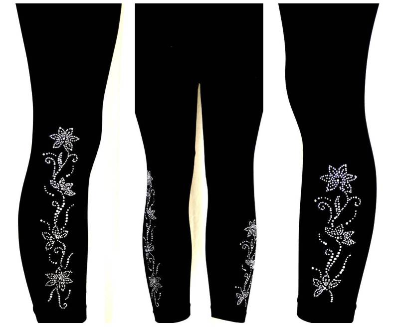 Plus Size Capri Länge Leggings Strass Verziert Kleines Irisierendes Florales Design Plus Size Capri Länge Leggings Strass Verziert Kleines Irisierendes Florales Design von BlingBlingFashions