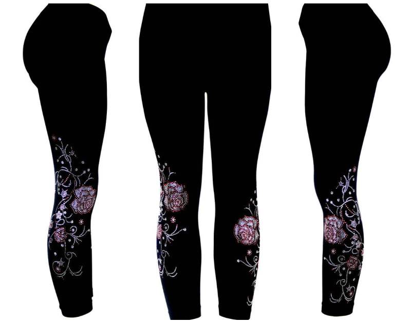 Plus Size Capri Länge Leggings Verschönert Strass Trailing Pink & Kristall Rosen Und Ranken Design Plus Size Capri Länge Leggings Verschönert Strass Trailing Pink & Kristall Rosen Und Ranken Design von BlingBlingFashions