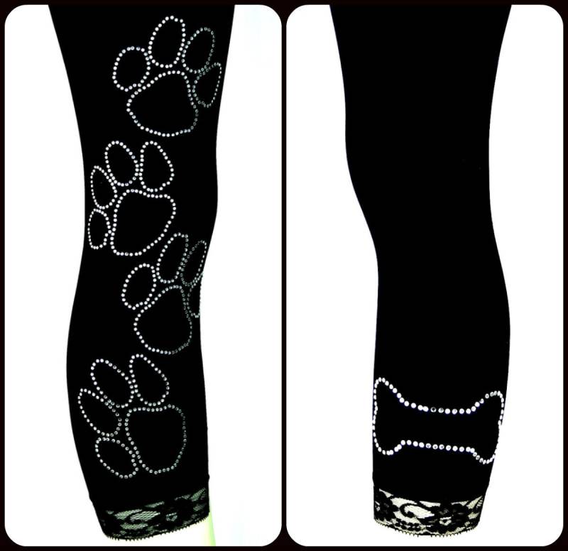 Plus Size Capri Länge Leggings Verzierung Kristall Strass Hundepfoten & Knochen Liebhaber Design Plus Size Capri Länge Leggings Verzierung Kristall Strass Hundepfoten & Knochen Liebhaber Design von BlingBlingFashions