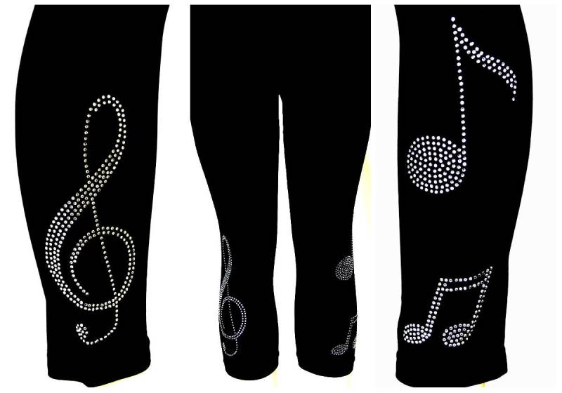 Plus Size Capri Länge Yoga Leggings All Crystal Strass Musiknoten Instrumentelle Design Plus Size Capri Länge Yoga Leggings All Crystal Strass Musiknoten Instrumentelle Design von BlingBlingFashions