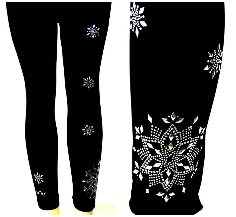 Plus Size Lang Leggings Verzierung Strass & Silber Ohrstecker Schneeflocken Design Plus Size Lang Leggings Verzierung Strass & Silber Ohrstecker Schneeflocken Design von BlingBlingFashions