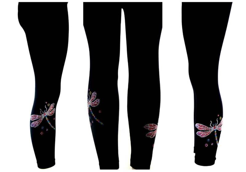 Plus Size Leggings in Voller Länge Verschönert Alle Strass Schimmernden Libellen Design Plus Size Leggings in Voller Länge Verschönert Alle Strass Schimmernden Libellen Design von BlingBlingFashions