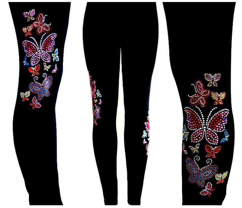 Plus Size in Voller Länge Leggings Verschönert Mehrfarbige Schmetterlinge Design Plus Size in Voller Länge Leggings Verschönert Mehrfarbige Schmetterlinge Design von BlingBlingFashions