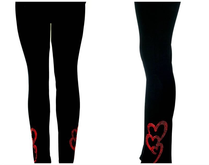 Plus Size in Voller Länge Leggings Verschönert Red Strass Trio Of Hearts Design Plus Size in Voller Länge Leggings Verschönert Red Strass Trio Of Hearts Design von BlingBlingFashions