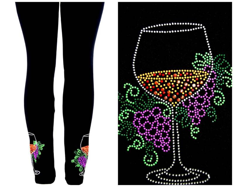 Plus Size in Voller Länge Leggings Verschönert Strass Und Nieten Weingläser & Trauben Design Plus Size in Voller Länge Leggings Verschönert Strass Und Nieten Weingläser & Trauben Design von BlingBlingFashions