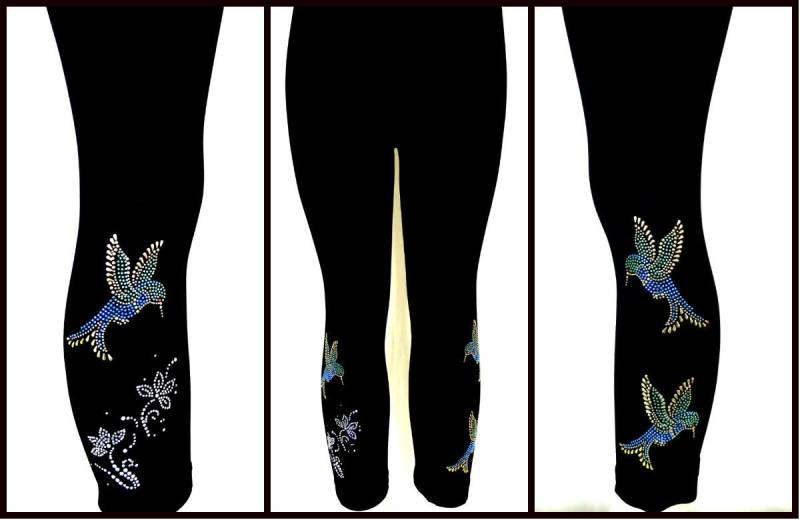 Regelmäßige Größe Capri Länge Leggings Verziert, Strass & Stud Kolibri Blumen Floral Regelmäßige Größe Capri Länge Leggings Verziert, Strass & Stud Kolibri Blumen Floral von BlingBlingFashions