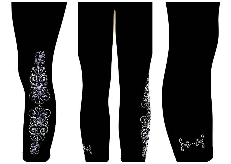 Regelmäßige Größe Capri Länge Leggings Verziert Strass Jahrgang Wirbel Blumenmuster in Gelb, Lila, Blau Oder Schillernden Kristallen Regelmäßige Größe Capri Länge Leggings Verziert Strass Jahrgang Wirbel Blumenmuster in Gelb, Lila, Blau Oder Schillernden Kristallen von BlingBlingFashions