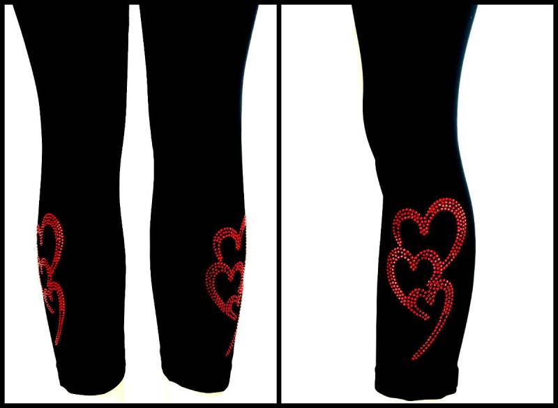 Regelmäßige Größe Capri Länge Leggings Verziert Strass Rot Trio Von Herzen-Design Regelmäßige Größe Capri Länge Leggings Verziert Strass Rot Trio Von Herzen-Design von BlingBlingFashions