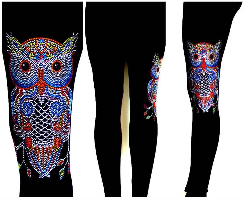 Regelmäßige Größe Voller Länge Leggings Alle Strass Verschönert Mehrfarbige Bunte Eule Design Regelmäßige Größe Voller Länge Leggings Alle Strass Verschönert Mehrfarbige Bunte Eule Design von BlingBlingFashions