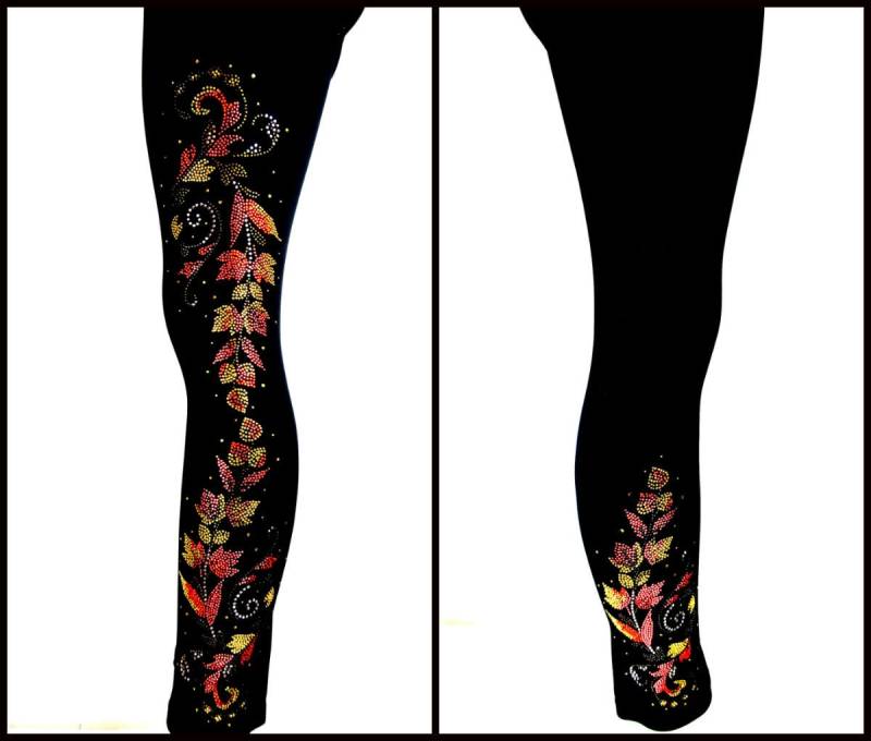 Regelmäßige Größe in Voller Länge Leggings Verziert Strass & Stud Herbst Blätter Vine Design Regelmäßige Größe in Voller Länge Leggings Verziert Strass & Stud Herbst Blätter Vine Design von BlingBlingFashions