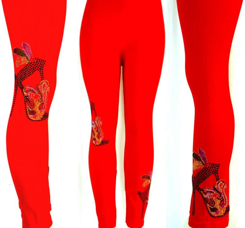 Sale Plus One Size Rote Leggings in Voller Länge Verschönert Mardi Gras Stiletto Schuhe Design C37 Sale Plus One Size Rote Leggings in Voller Länge Verschönert Mardi Gras Stiletto Schuhe Design C37 von BlingBlingFashions