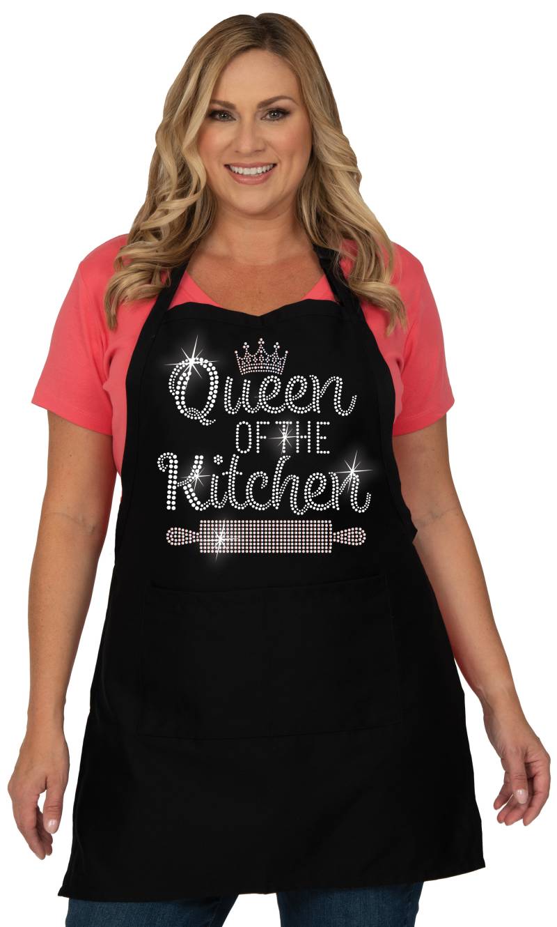 Schwarze One Size Kochschürze Handverschönert Strasskönigin Der Küche Mit Irisierender Strasskrone Und Rollnadel Schwarze One Size Kochschürze Handverschönert Strasskönigin Der Küche Mit Irisierender Strasskrone Und Rollnadel von BlingBlingFashions