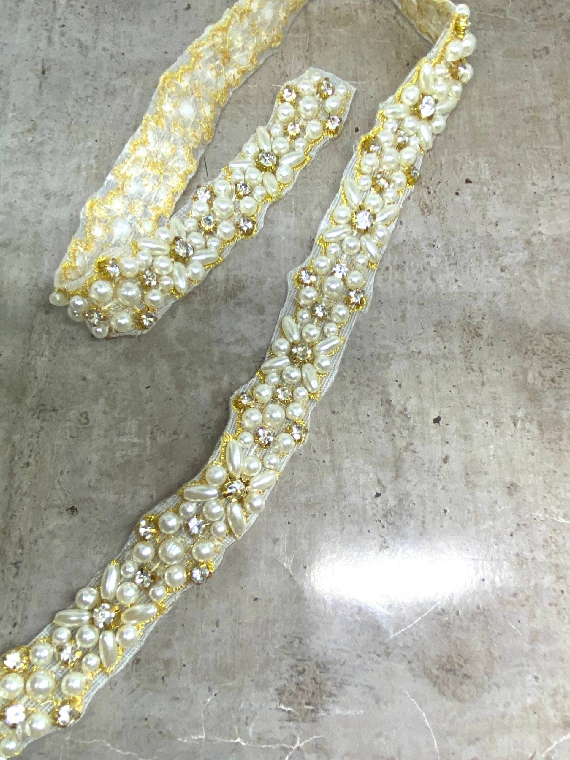 Perle Strass Applikation Kristall-Braut-Hochzeits-Kleid-Gürtel-Trim von BlingGardenCraft