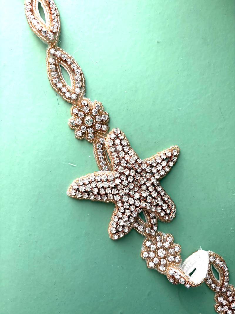 Seestern Strass Applikation Trim Gold Oder Silber Hochzeit Kleid Dekoration von BlingGardenCraft