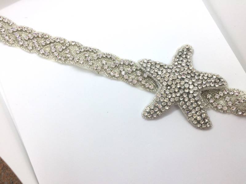 Starfish Crystal Strass Applikationen, Braut Schärpe Gürtel Versorgung von BlingGardenCraft
