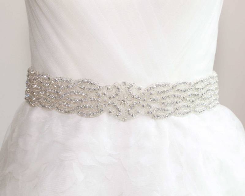 strass Kristall Hochzeits Gürtel Applikation Silberne Braut Schärpe | 82cm X 5cm von BlingGardenCraft