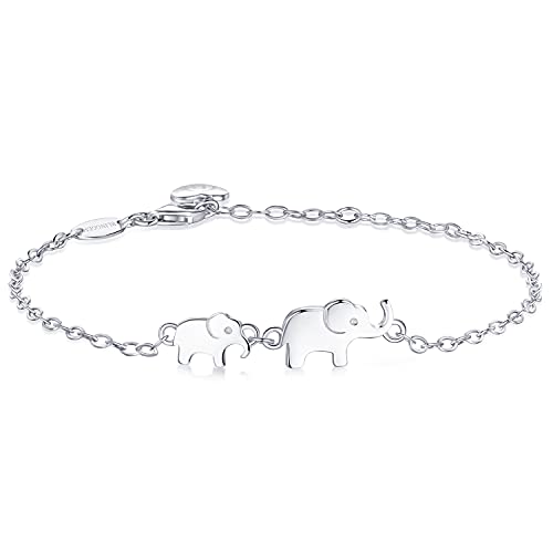 BlingGem Armband für Damen 925 Sterling Silber 2 Generationen Elefanten Armband für Mutter und Tochter Tierschmuck Geschenk für Damen Frauen BlingGem Armband für Damen 925 Sterling Silber 2 Generationen Elefanten Armband für Mutter und Tochter Tierschmuck Geschenk für Damen Frauen von BlingGem