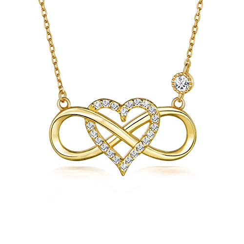 BlingGem Damen Ketten Unendlichkeit Herz Gelbgold vergoldet 925 Sterling Silber Zirkonia Herz Halskette Infinity Geschenk für Frauen BlingGem Damen Ketten Unendlichkeit Herz Gelbgold vergoldet 925 Sterling Silber Zirkonia Herz Halskette Infinity Geschenk für Frauen von BlingGem
