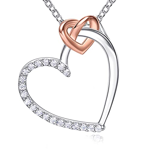BlingGem Herz Ketten für Damen 925 Sterling Silber Rose Vergoldete Halskette mit Herzanhänger 5A Zirkonia Jahrestag Geburtstag Schmuck Geschenk für Frauen BlingGem Herz Ketten für Damen 925 Sterling Silber Rose Vergoldete Halskette mit Herzanhänger 5A Zirkonia Jahrestag Geburtstag Schmuck Geschenk für Frauen von BlingGem