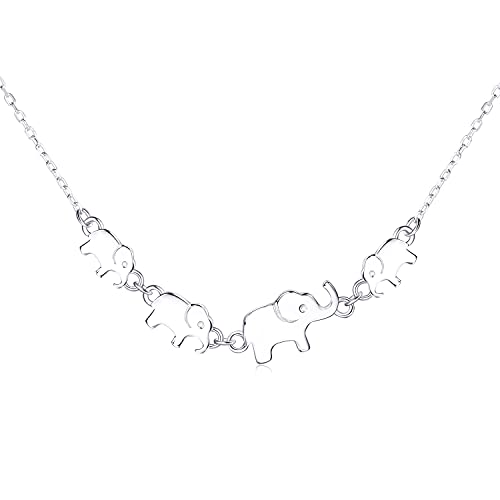 BlingGem Ketten für Damen 925 Sterling Silber Elefanten Anhänger Halskette Symbol 4 Generationen Silberkette für Großmutter Mutter Tochter Tierschmuck Geschenk für Frauen BlingGem Ketten für Damen 925 Sterling Silber Elefanten Anhänger Halskette Symbol 4 Generationen Silberkette für Großmutter Mutter Tochter Tierschmuck Geschenk für Frauen von BlingGem