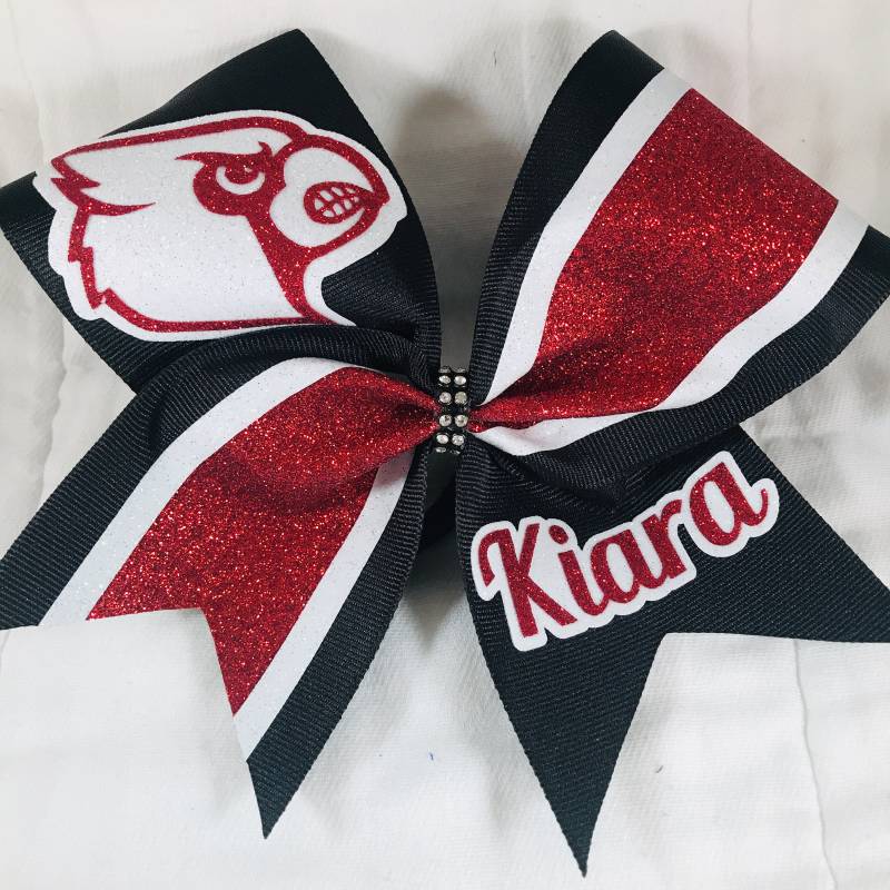 Custom School Cheer Bow - Kardinal Ihre Farben -Maskottchen Und Name 2 Glitzerfarben Schwarz Rot Weiß Bordeaux Kirsche Custom School Cheer Bow - Kardinal Ihre Farben -Maskottchen Und Name 2 Glitzerfarben Schwarz Rot Weiß Bordeaux Kirsche von BlingItOnCheerBowz