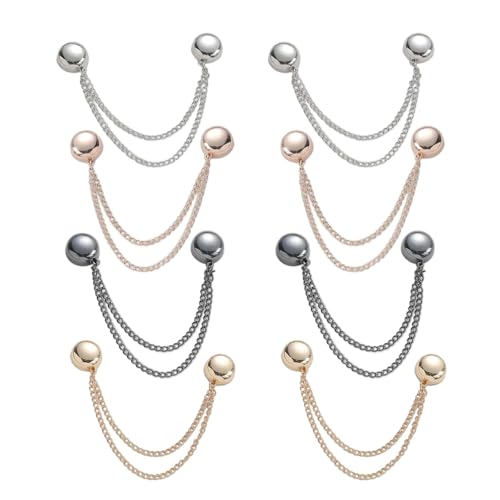 Magische Multifunktionsklammern, 4 Packungen stärkste Knöpfe, Clips mit Kette, Mehrzweck-Magnek-Brosche für Damen, Kleidung, Hijab-Anstecknadeln, Dekorieren, Legierter Stahl, Kein Edelstein von BlingNook