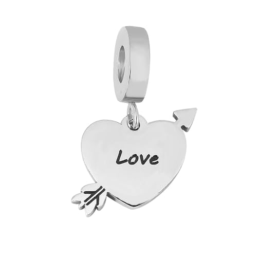 BlingNuts Herz mit Pfeil Charm kompatibel mit Pandora Charms Armbänder für Frauen Frau Familie Romantische Liebe Jahrestag Valentinstag Geburtstag von BlingNuts