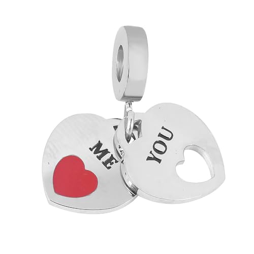 BlingNuts You and Me Forever Herz Charm kompatibel mit Pandora Charms Armbänder Geschenk Liebe Frauen Frau Jahrestag Familie Geburtstag Valentinstag von BlingNuts
