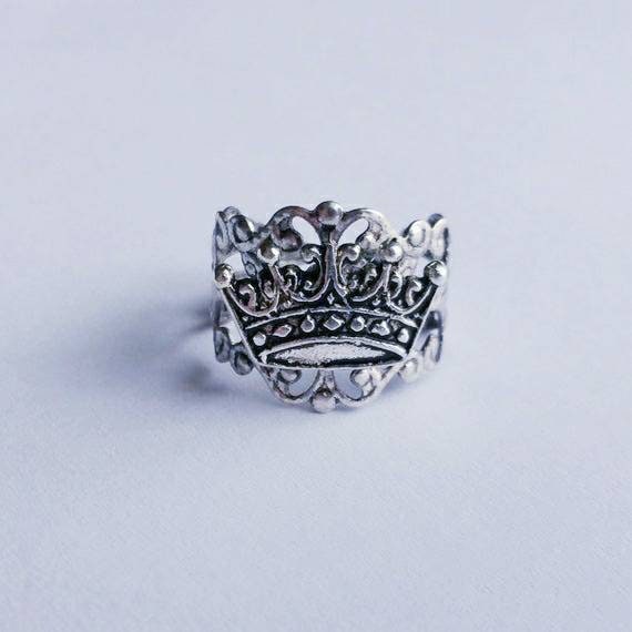 Kronenring, Königliche Verstellbarer Königin Krone Ring, Filigraner Prinzessin Ring von BlingSparkleShineLtd